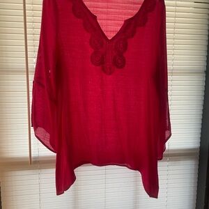 Counterparts Deep Red V-Neck Blouse